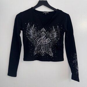 I.AM.GIA Elvira Longsleeve Rhinestone Top - Small